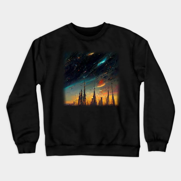 Space City Artwork Crewneck Sweatshirt by maxdax